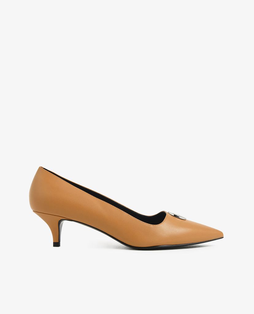 CHARLES & KEITH - Giày cao gót Striped Button Detail Kitten Heel