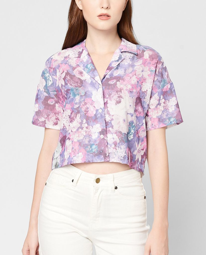 GIGI - Áo croptop nữ cổ bẻ tay ngắn thời trang Collar Camp