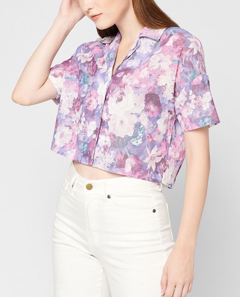 GIGI - Áo croptop nữ cổ bẻ tay ngắn thời trang Collar Camp