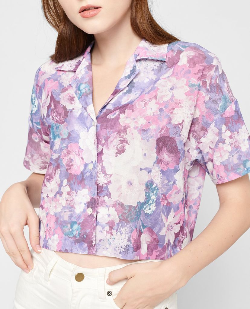 GIGI - Áo croptop nữ cổ bẻ tay ngắn thời trang Collar Camp
