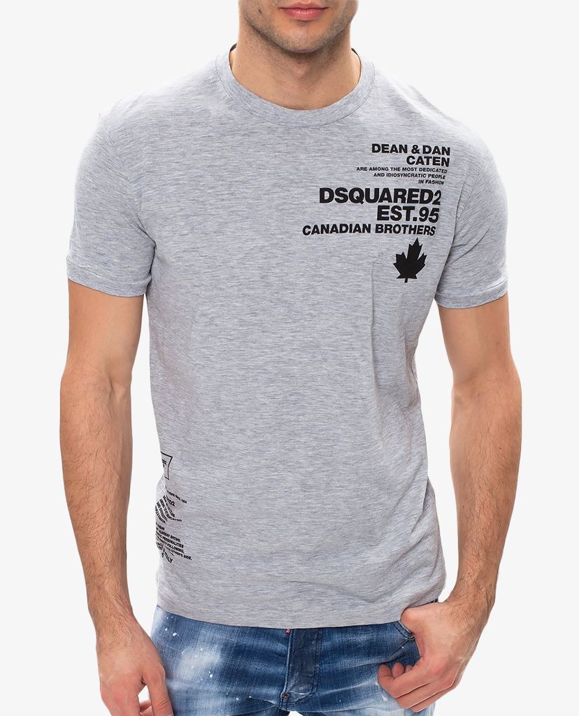 DSQUARED2 - Áo thun nam phom ôm cổ tròn Grey Slim Fit