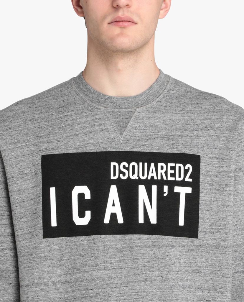 DSQUARED2 - Áo sweatshirt nam cổ tròn tay dài phối chữ in thời trang