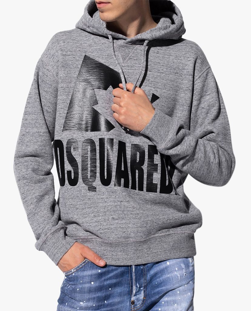 DSQUARED2 - Áo hoodie nam tay dài phối mũ trùm Dsquared2 Leaf