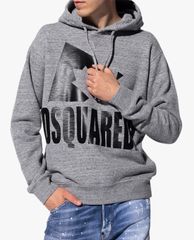 DSQUARED2 - Áo hoodie nam tay dài phối mũ trùm Dsquared2 Leaf