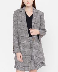 GIGI - Áo blazer nữ dáng dài Checked