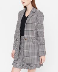 GIGI - Áo blazer nữ dáng dài Checked