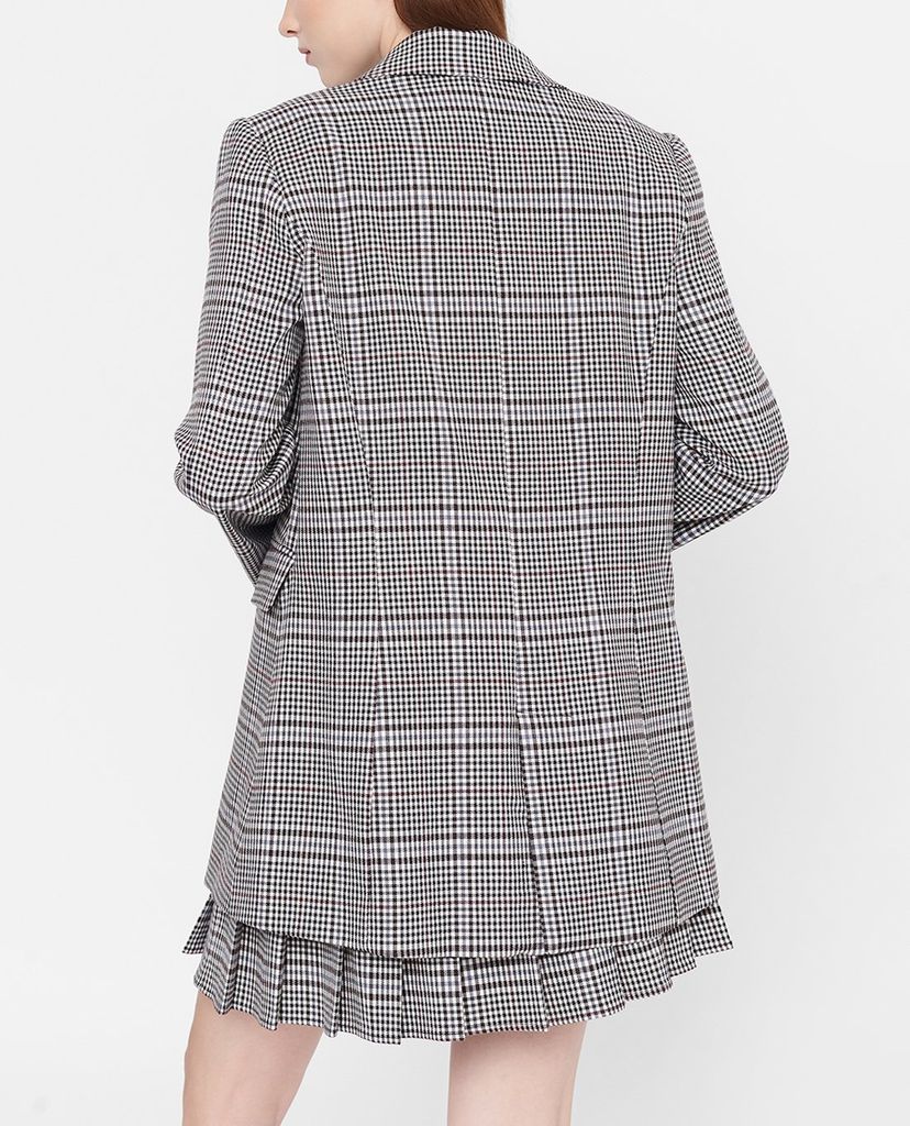 GIGI - Áo blazer nữ dáng dài Checked