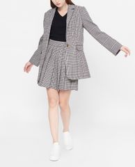 GIGI - Áo blazer nữ dáng dài Checked