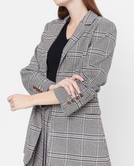 GIGI - Áo blazer nữ dáng dài Checked