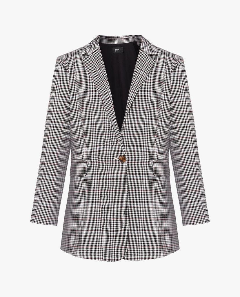 GIGI - Áo blazer nữ dáng dài Checked