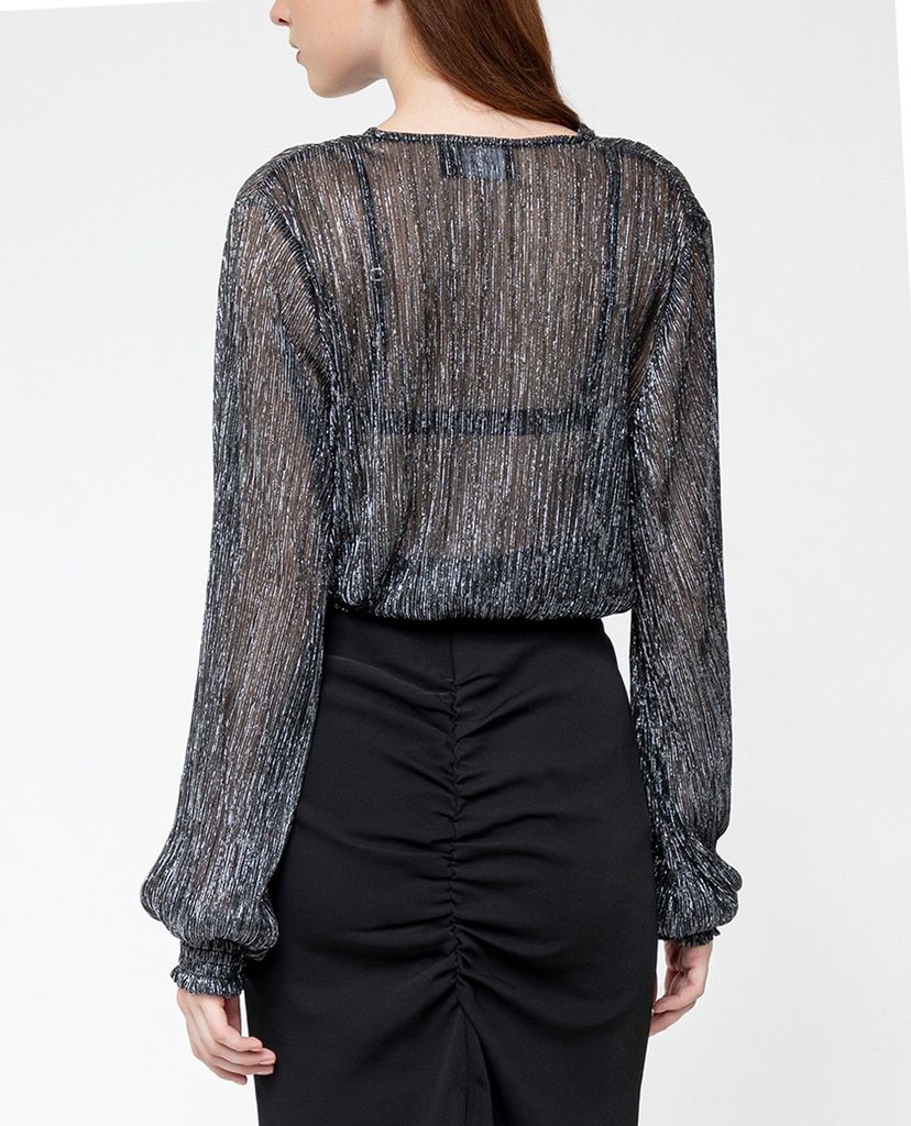 GIGI - Áo kiểu nữ cổ V tay dài Wrap Effect Smocked