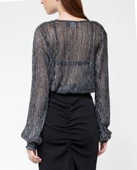 GIGI - Áo kiểu nữ cổ V tay dài Wrap Effect Smocked