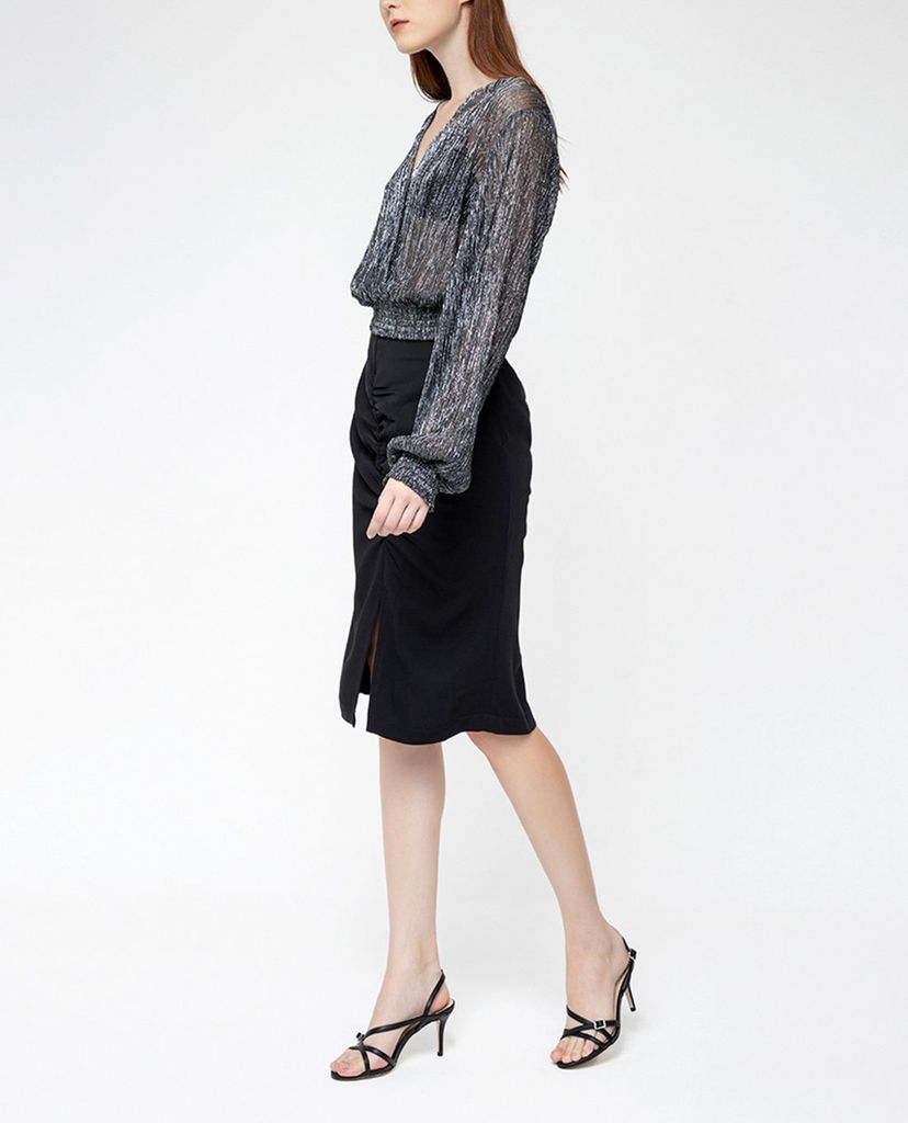 GIGI - Áo kiểu nữ cổ V tay dài Wrap Effect Smocked