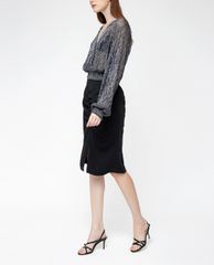 GIGI - Áo kiểu nữ cổ V tay dài Wrap Effect Smocked