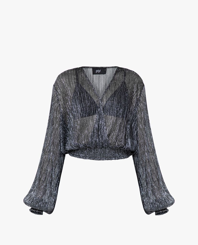 GIGI - Áo kiểu nữ cổ V tay dài Wrap Effect Smocked