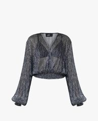 GIGI - Áo kiểu nữ cổ V tay dài Wrap Effect Smocked
