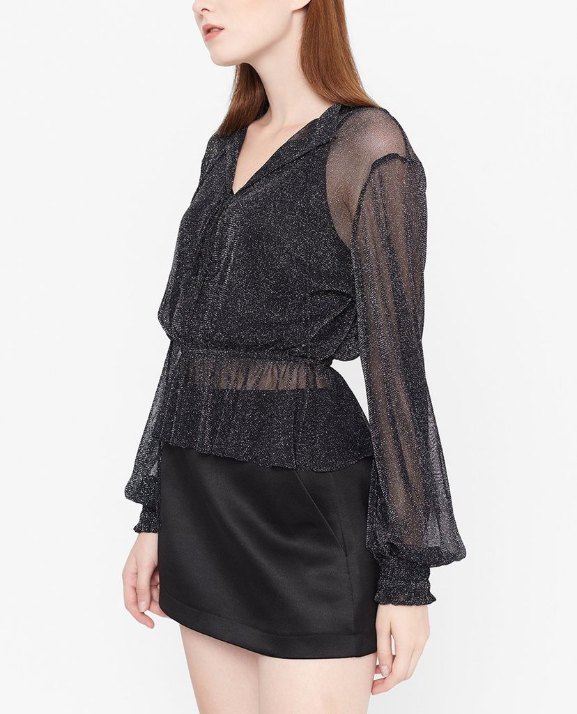 GIGI - Áo kiểu nữ cổ V tay dài Metalic