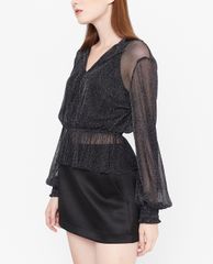 GIGI - Áo kiểu nữ cổ V tay dài Metalic