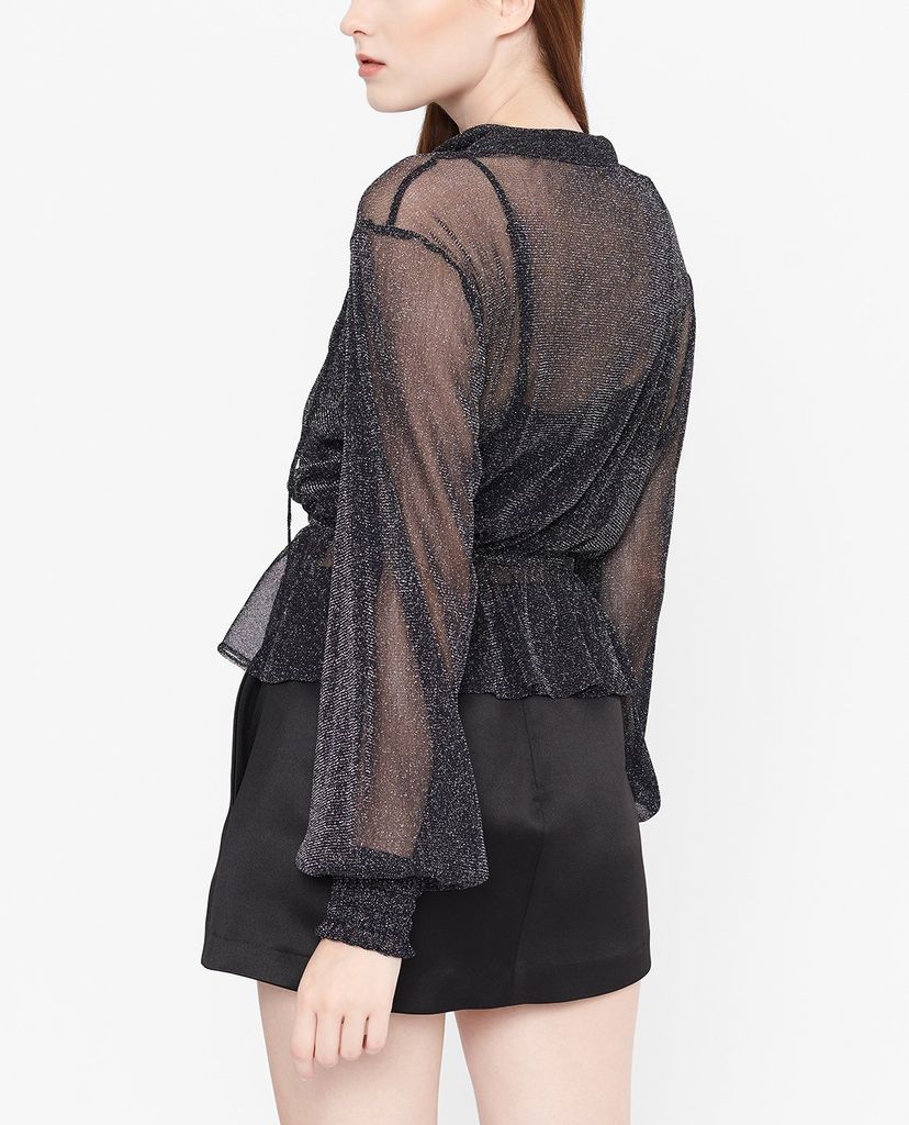 GIGI - Áo kiểu nữ cổ V tay dài Metalic