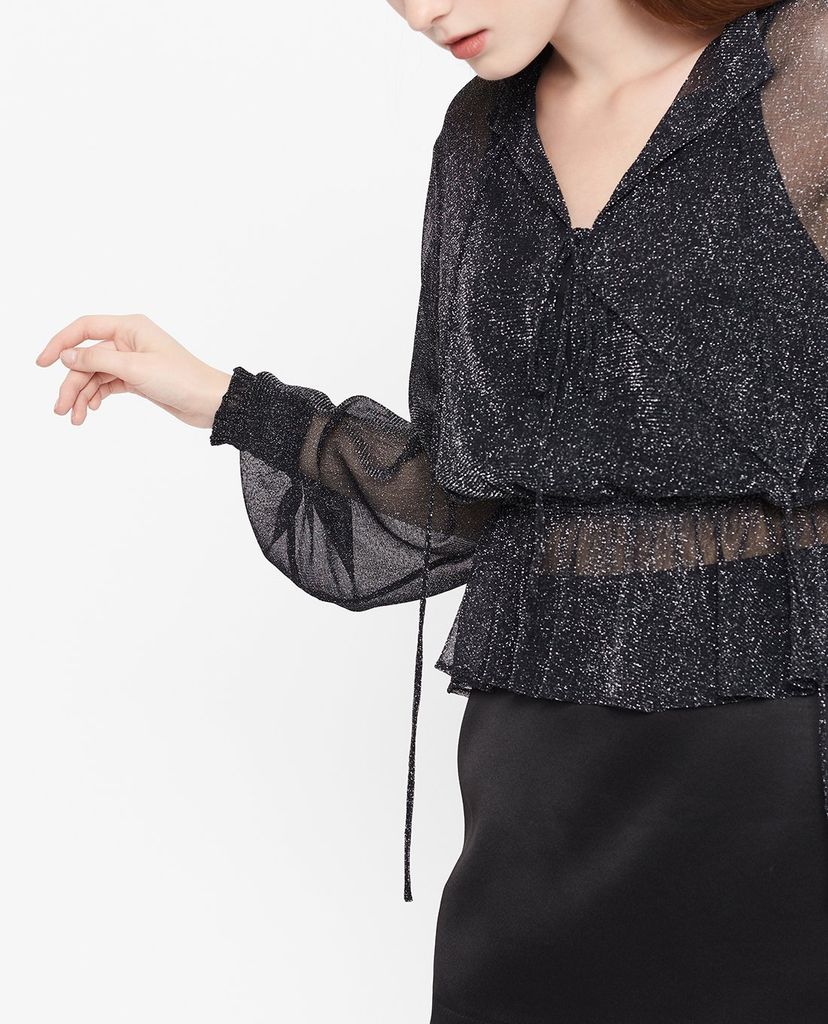 GIGI - Áo kiểu nữ cổ V tay dài Metalic