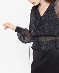 GIGI - Áo kiểu nữ cổ V tay dài Metalic