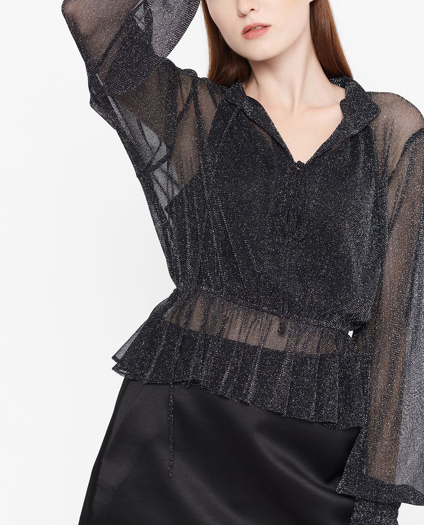 GIGI - Áo kiểu nữ cổ V tay dài Metalic