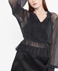 GIGI - Áo kiểu nữ cổ V tay dài Metalic