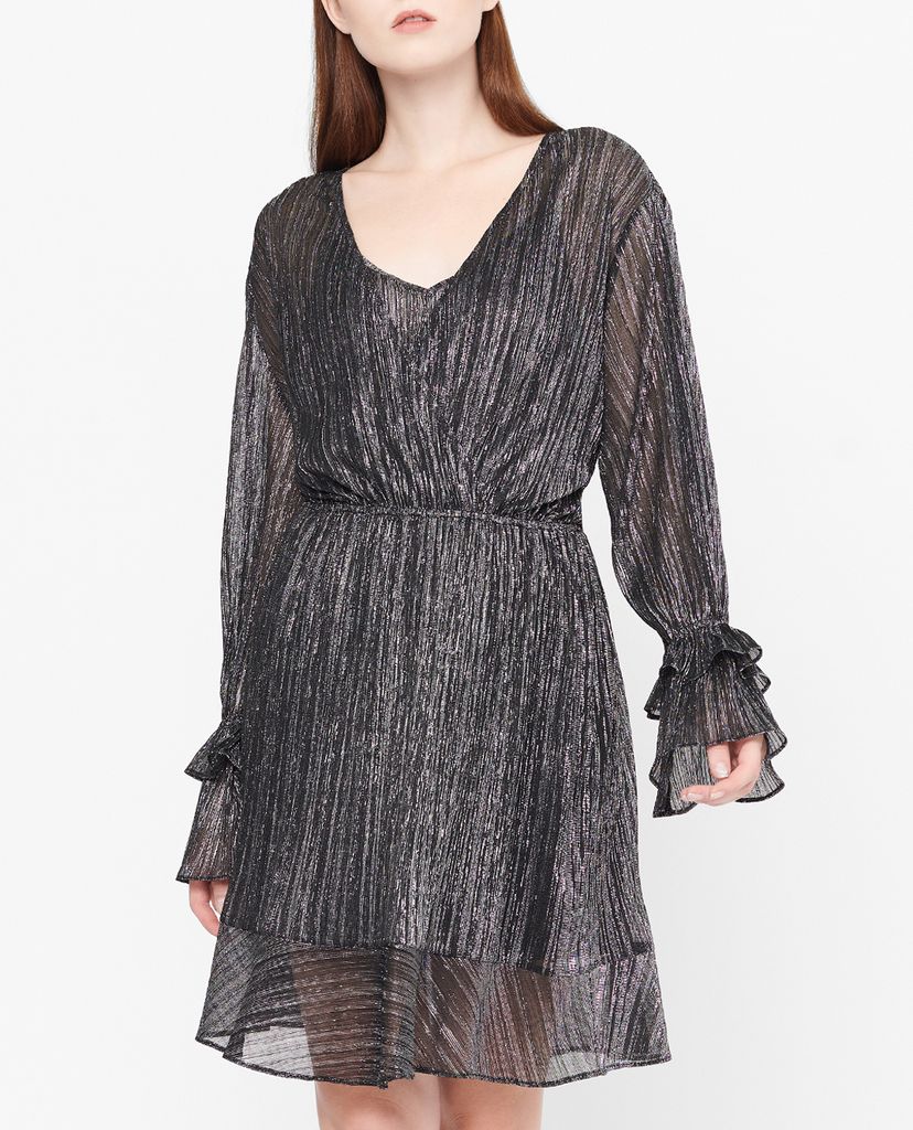 GIGI - Đầm mini cổ V tay dài Asymetric Draped