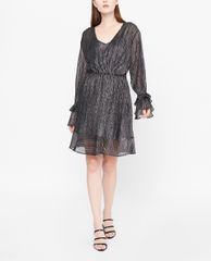 GIGI - Đầm mini cổ V tay dài Asymetric Draped