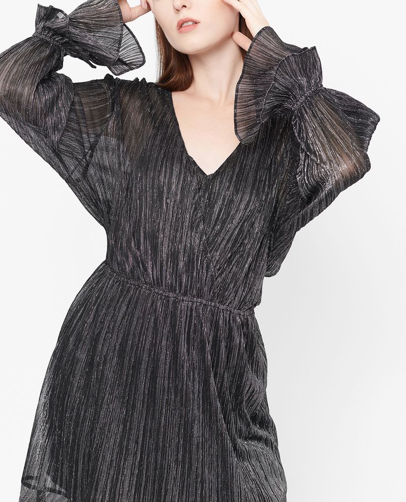 GIGI - Đầm mini cổ V tay dài Asymetric Draped