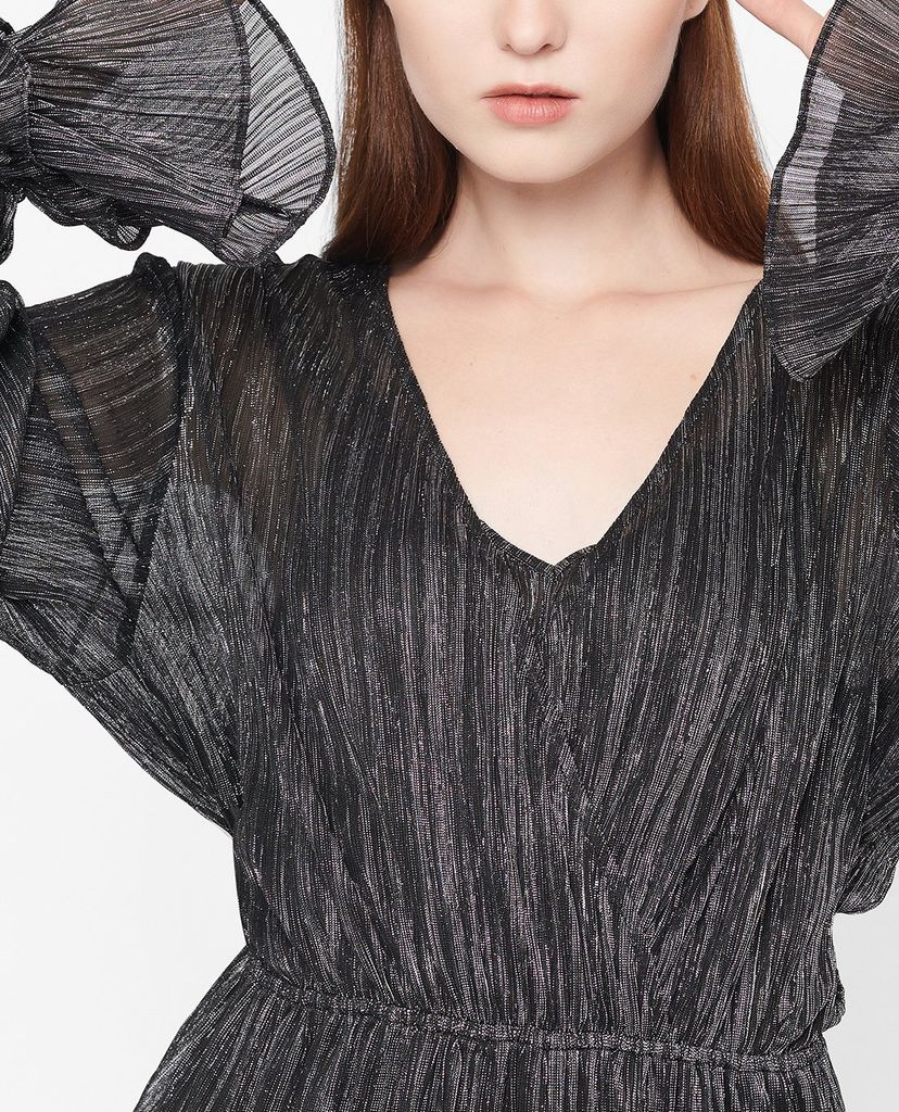 GIGI - Đầm mini cổ V tay dài Asymetric Draped