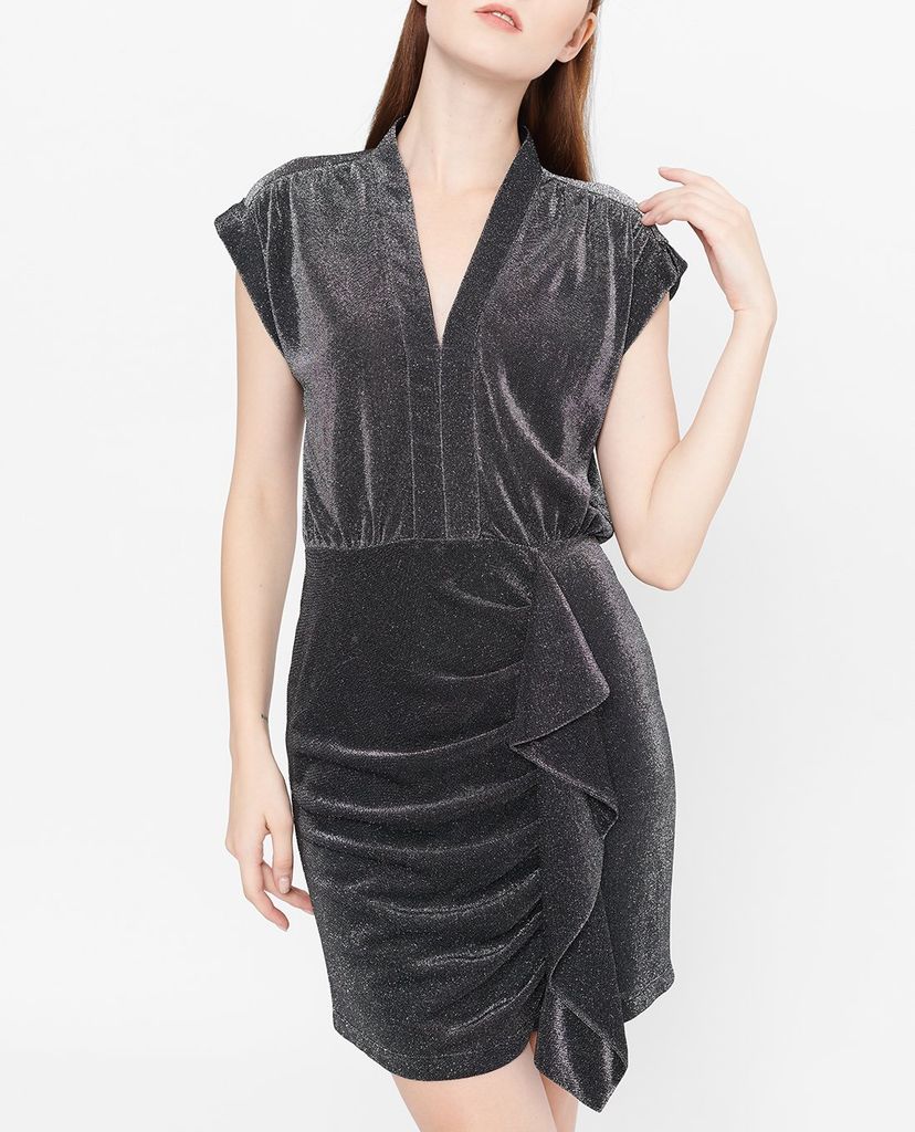 GIGI - Đầm mini bút chì cổ V tay ngắn Poet Sleeves Deep