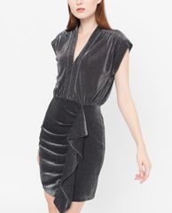 GIGI - Đầm mini bút chì cổ V tay ngắn Poet Sleeves Deep