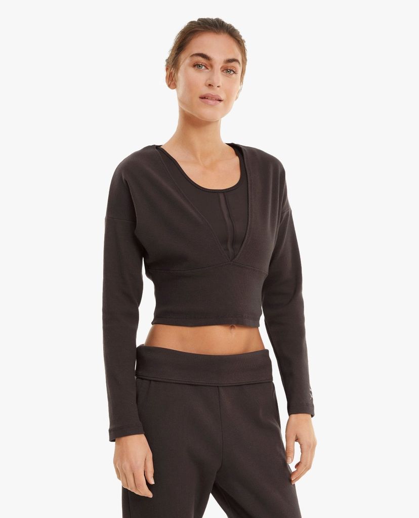 PUMA - Áo croptop nữ cổ V tay dài Train Exhale