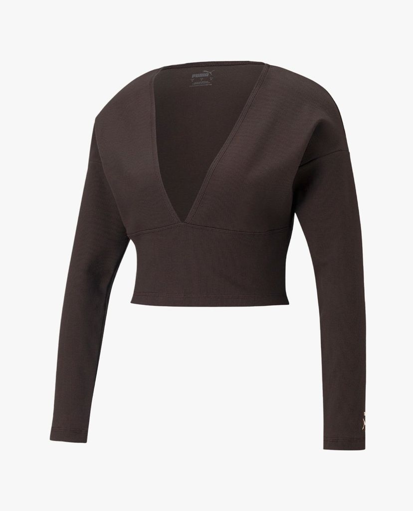 PUMA - Áo croptop nữ cổ V tay dài Train Exhale