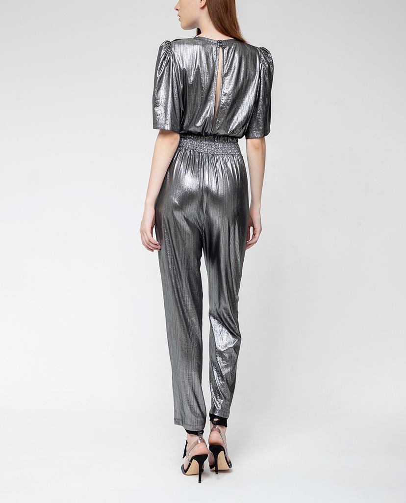 GIGI - Jumpsuits nữ cổ tròn ngắn tay Metalic Ribs