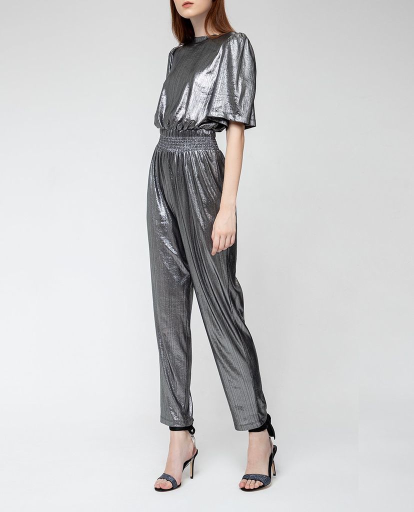 GIGI - Jumpsuits nữ cổ tròn ngắn tay Metalic Ribs