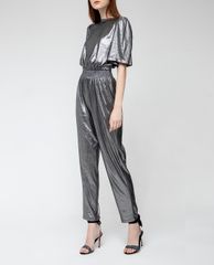 GIGI - Jumpsuits nữ cổ tròn ngắn tay Metalic Ribs