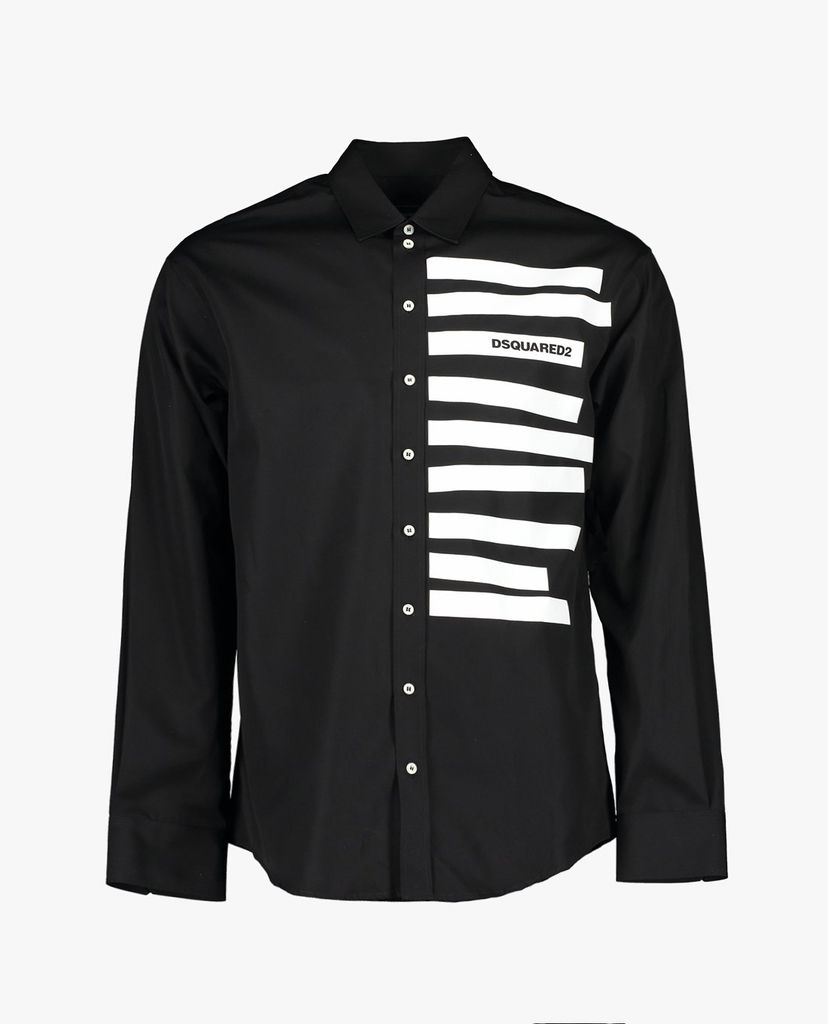 DSQUARED2 - Áo sơ mi nam cổ bẻ tay dài phối kẻ sọc thời trang
