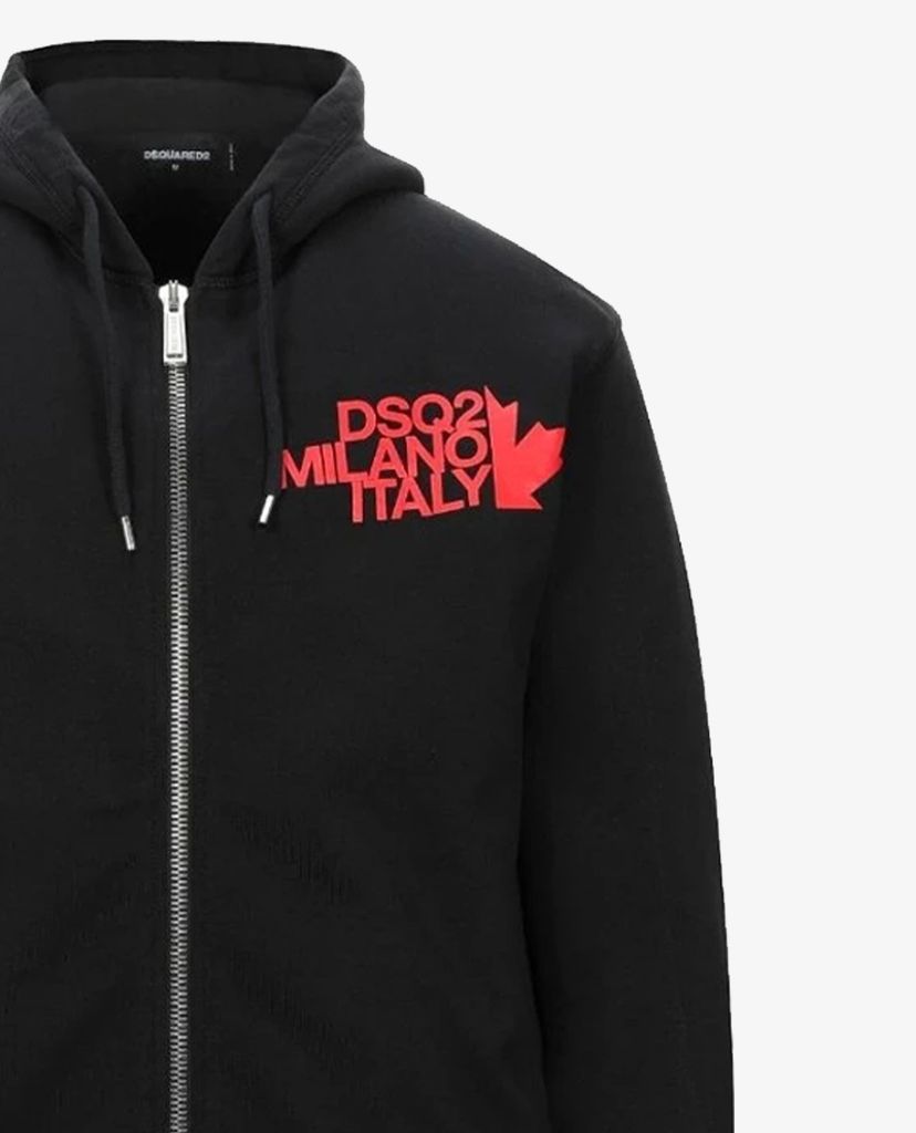 DSQUARED2 - Áo hoodie nam tay dài phối zip cá tính
