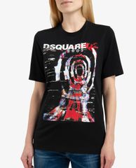 DSQUARED2 - Áo thun nữ ngắn tay cổ tròn phối hình in thời trang