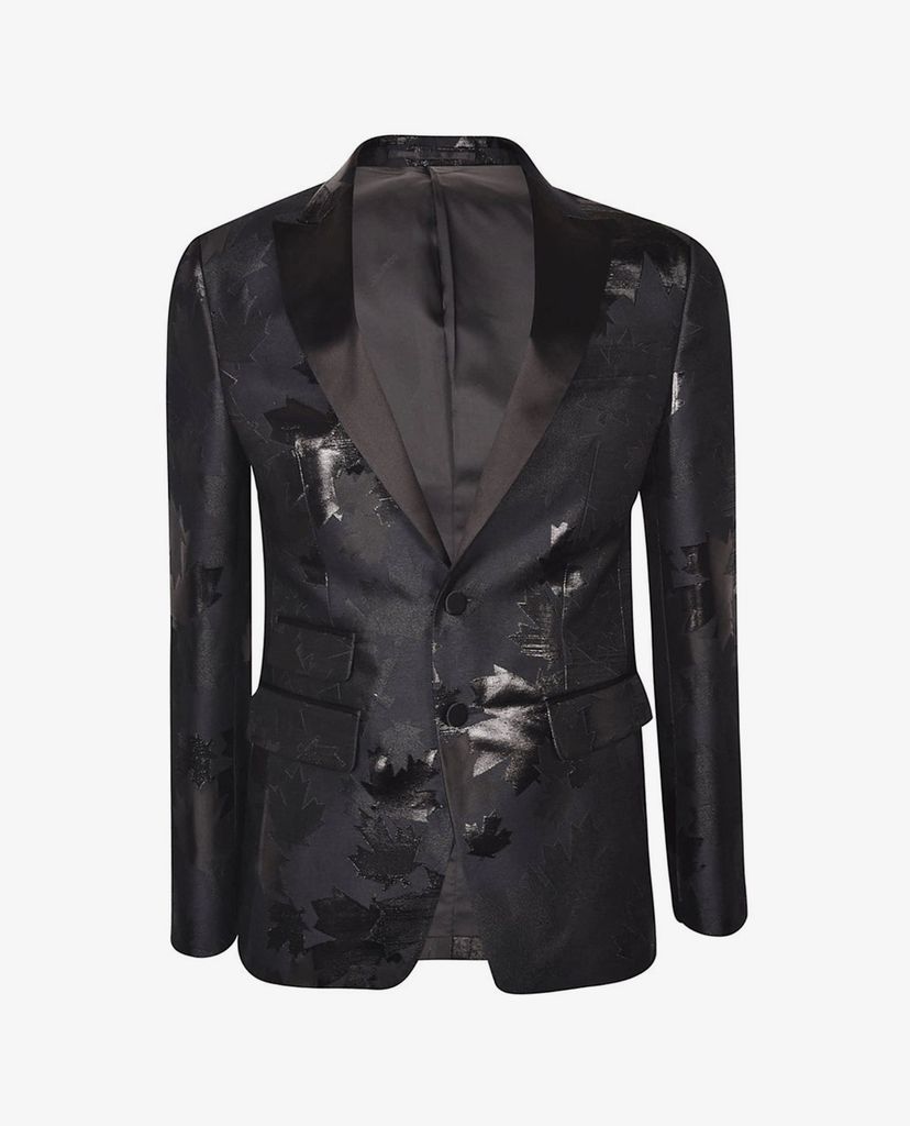 DSQUARED2 - Áo balzer nam dáng đứng họa tiết lá phong Leaf Print