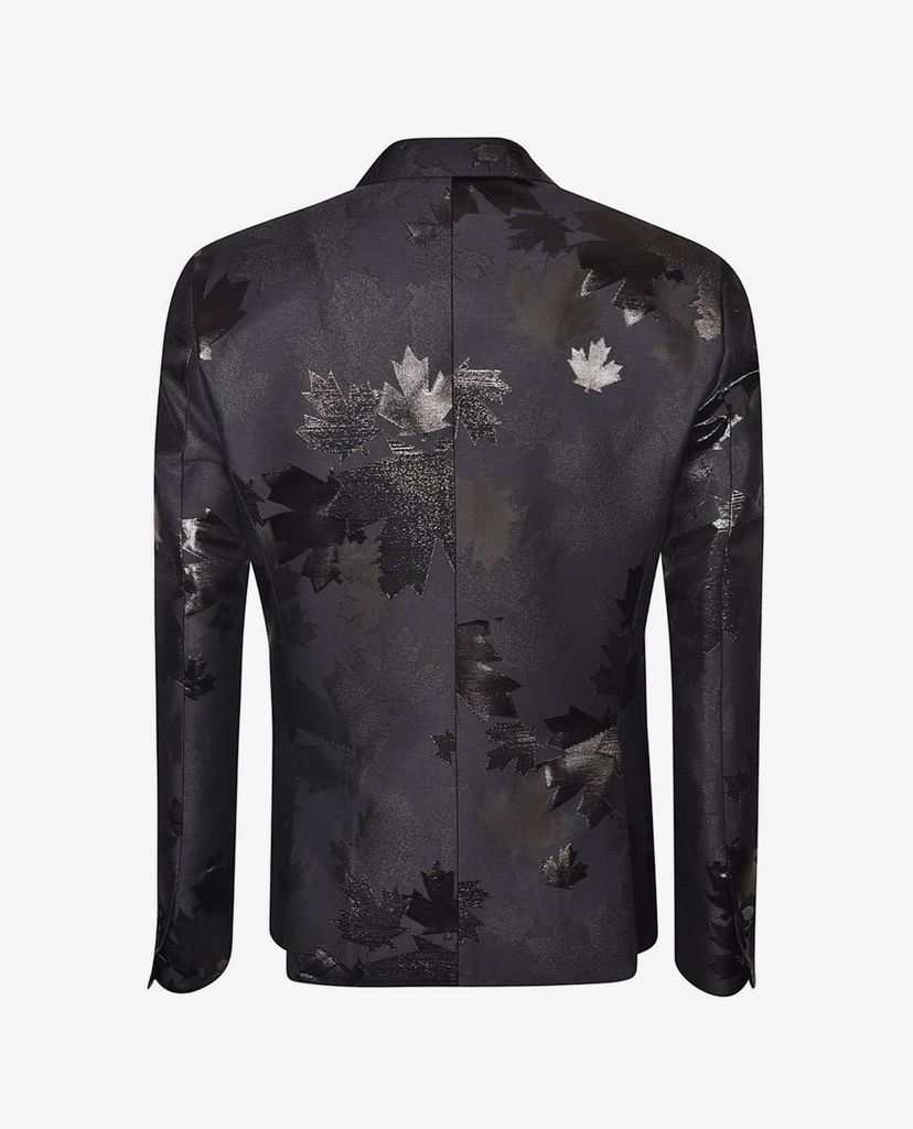 DSQUARED2 - Áo balzer nam dáng đứng họa tiết lá phong Leaf Print