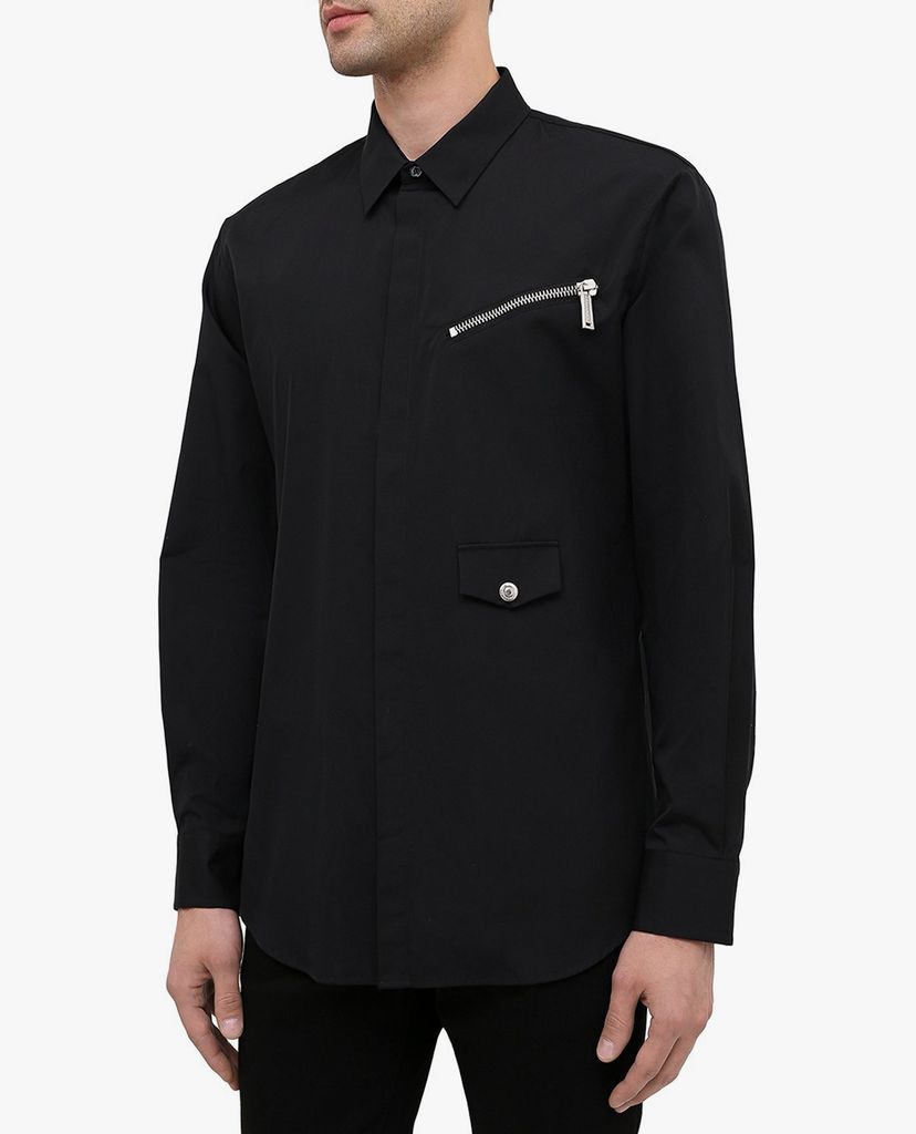 DSQUARED2 - Áo sơ mi nam phom ôm tay dài Zip Detail