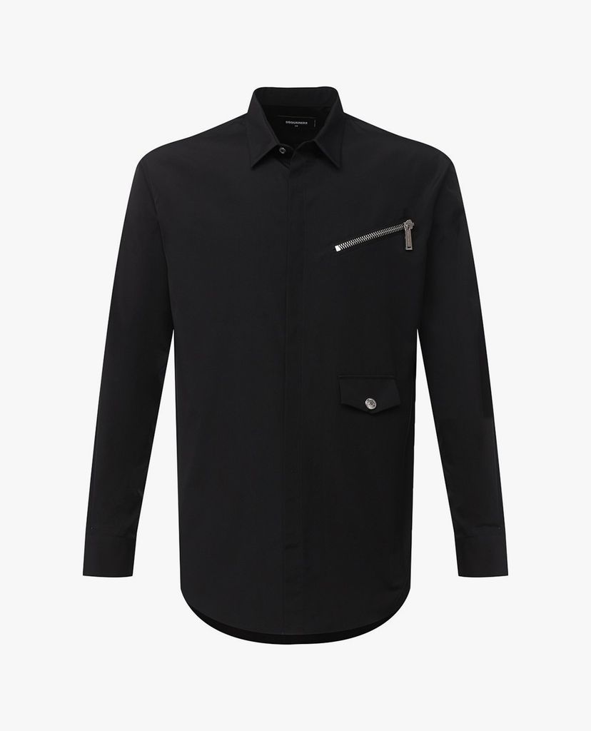 DSQUARED2 - Áo sơ mi nam phom ôm tay dài Zip Detail