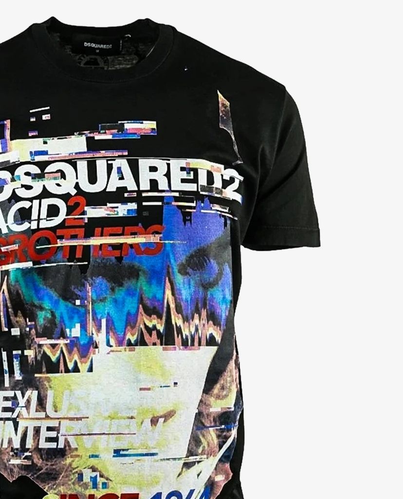 DSQUARED2 - Áo thun nam tay ngắn cổ tròn phối chữ Cool Fit