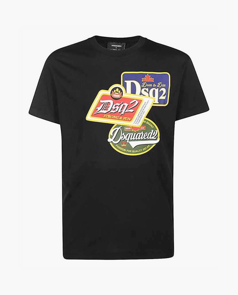 DSQUARED2 - Áo thun nam cổ tròn tay ngắn phom suông cổ điển