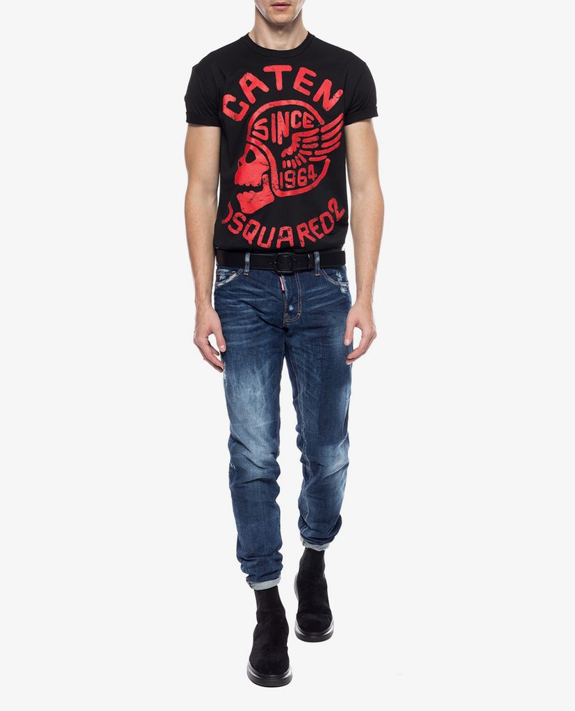 DSQUARED2 - Áo thun cổ tròn tay ngắn Helmet skull