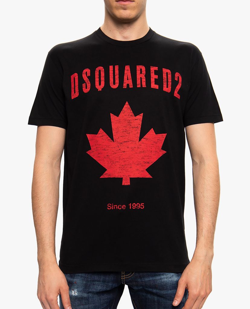 DSQUARED2 - Áo thun nam cổ tròn tay ngắn Maple Leaf Print