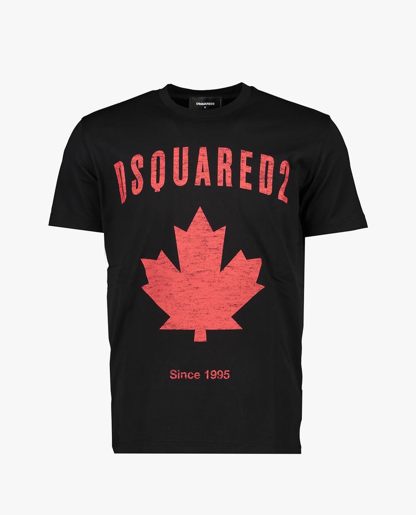 DSQUARED2 - Áo thun nam cổ tròn tay ngắn Maple Leaf Print